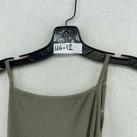 Dotti Midi Dress Sz 8 Green Ribbed Side Slit Square Neck Spaghetti Pullover - Picture 10 of 10